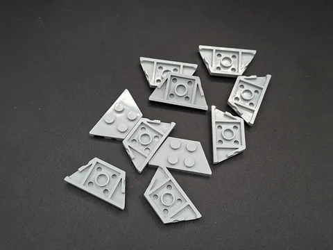 LEGO - 10x - Plate - Plate - Wedge - 2x4 - Light Grey - Light Grey - 51739