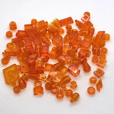 LEGO Parts - Trans-Orange Assorted Lot - QTY 110 Pieces USED