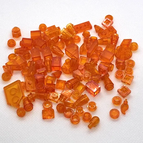 LEGO Parts - Trans-Orange Assorted Lot - QTY 110 Pieces USED