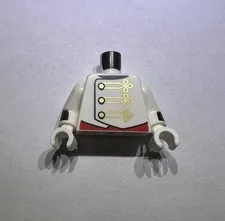Lego Minifigure Upper Torso Shirt Marching Band White Gold Uniform New 71052