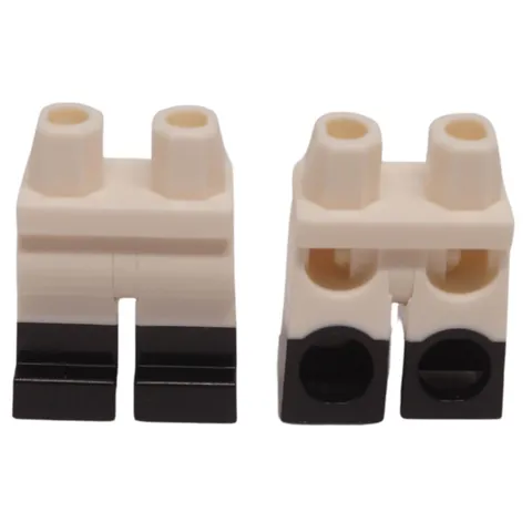 LEGO 2x White Minifigure Legs Black Boots Dual Mold