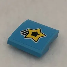 LEGO 15068pb354 Medium Azure Slope, Curved 2 x 2 x 2/3 W/ Shooting Star Pattern