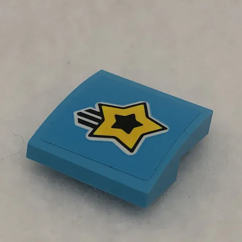 LEGO 15068pb354 Medium Azure Slope, Curved 2 x 2 x 2/3 W/ Shooting Star Pattern