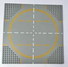 VTG Lego Base Plate Space Moon Landing Pad Road 32 X 32 Gray Yellow Baseplate