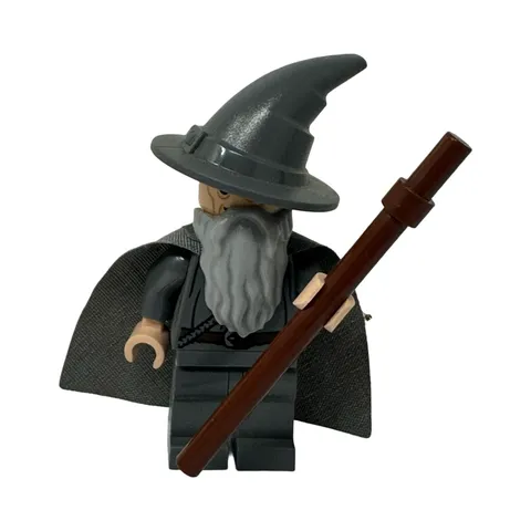 LEGO Gandalf the Grey Minifigure LOTR Hobbit Gray Cape Staff Wizard Genuine