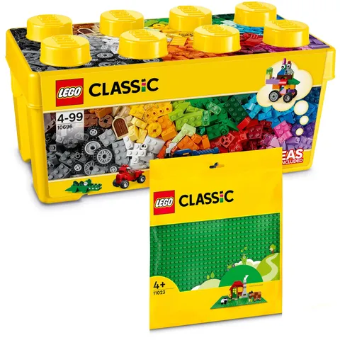 Lego Classic Building Blocks Box Medium + Green Plate Storage Boxes & Building...