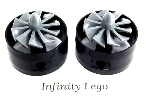 2 LEGO Black Cylinder 4x4 Turbine Wheel Center Dark Grey Propeller (41531 60265)
