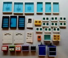 Lego Windows, Doors, Cupboards, Cabinets Lot of 33 Items, Friends House, MOC etc