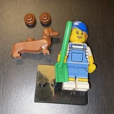 LEGO Dog Sitter Series 19 w/ Green Shovel Dog & Accessories