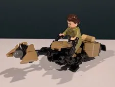 LEGO Star Wars Princess Leia Olive Green Endor Minifigure SW1296 w Endor Speeder