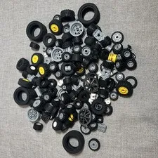 Lego Tires and Wheels Parts Pieces different sizes 13.5oz