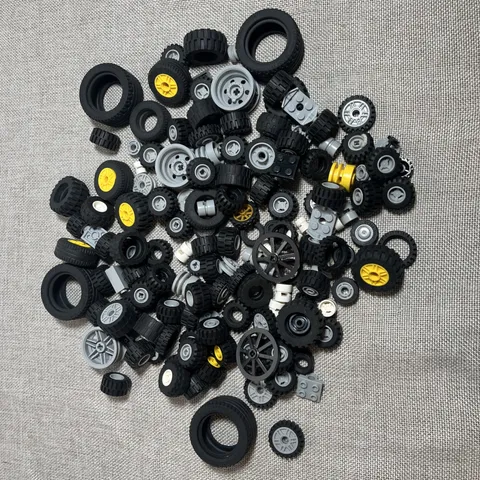 Lego Tires and Wheels Parts Pieces different sizes 13.5oz