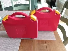 LEGO Carrying Case With Dividers Travel Compartments 2012 Plastic Red Lot Of 2