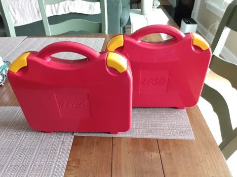 LEGO Carrying Case With Dividers Travel Compartments 2012 Plastic Red Lot Of 2