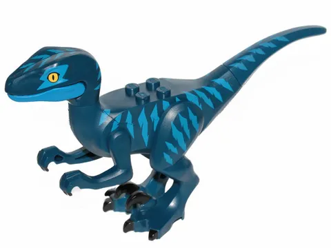 LEGO Dark Blue Dinosaur Raptor / Velociraptor with Blue Markings and Blue Eye Pa
