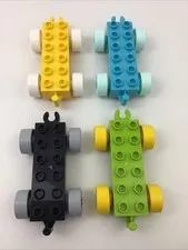 Lego Duplo Lot Cars Train Base Vehicle Toy Parts 4 Pieces Mixed Colors Lot L