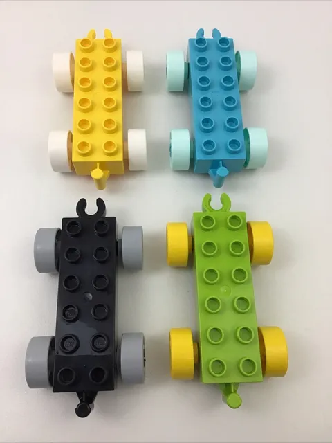 Lego Duplo Lot Cars Train Base Vehicle Toy Parts 4 Pieces Mixed Colors Lot L