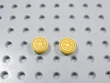 LEGO Animal Crossings Lot of 2 Yellow Round 1x1 Printed Tiles Minifig Star BI
