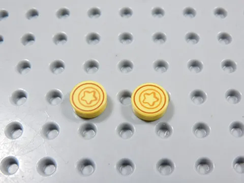 LEGO Animal Crossings Lot of 2 Yellow Round 1x1 Printed Tiles Minifig Star BI