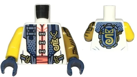 Lego 71818 New NINJAGO SORA Minifig TORSO White Tang Jacket Gold Arm Armor D364