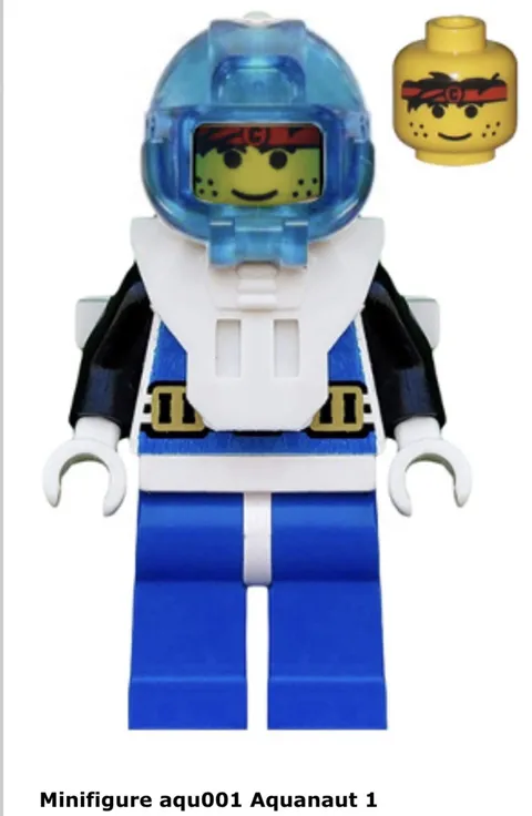 Lego 1x aqu001 Aquazone Aquanaut 1 From Sets: 6175 6195 1822 6125 Minifigure Nm