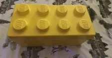 LEGO Brick Storage Case 8 Stud Large Yellow Container Plastic Bin Box EMPTY 14x7