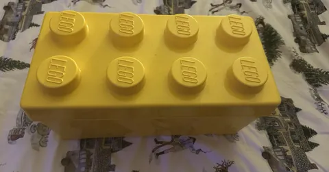 LEGO Brick Storage Case 8 Stud Large Yellow Container Plastic Bin Box EMPTY 14x7