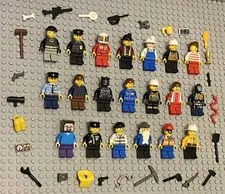 LEGO Minifigures Lot 20 People Fireman Police City Guys Men Girl Town Monster