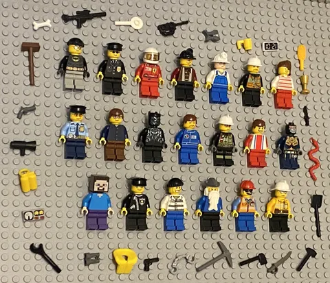 LEGO Minifigures Lot 20 People Fireman Police City Guys Men Girl Town Monster