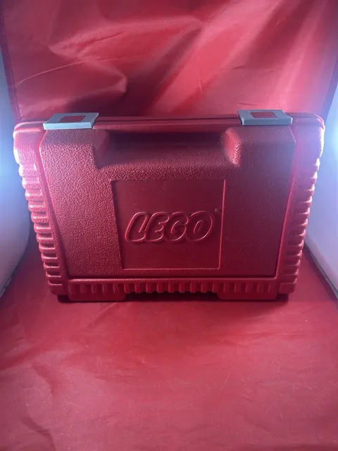 1984 Red LEGO Interlego Portable Hard Plastic Carrying Storage Case Box