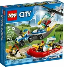 LEGO Set 60086 CITY Starter Set ATV Boats and Helo New Factory Sealed Retired.