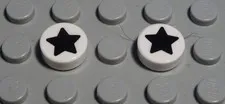 Lego Tile - Tile Round 1x1 White with Decor Star 2 Pieces