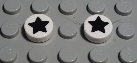 Lego Tile - Tile Round 1x1 White with Decor Star 2 Pieces