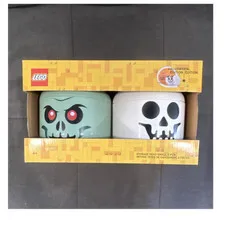 LEGO Storage Head Small Halloween Edition 2-Pack Green White Skull Containers