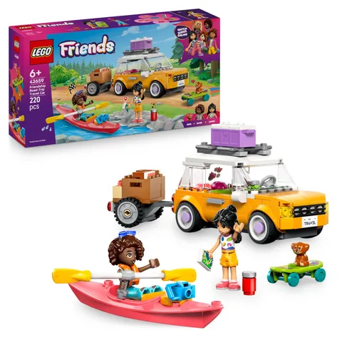 LEGO Friends Friendship Road-Trip Travel Car Toy with Trailer, 2 Mini Dolls, a P