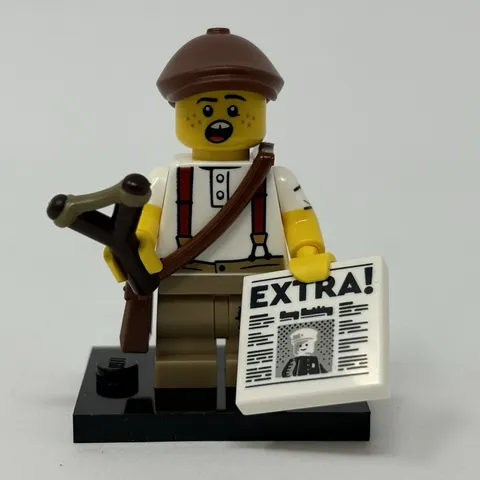 Lego Newspaper Kid Minifigure Collectible Series 24 CMF Complete w/Slingshot