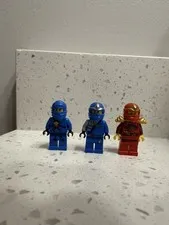 LEGO Ninjago Jay ZX Mini Fig, Kai Zx Mini Fig, Jay Golden Weapons Mini Fig