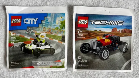 New Lot of 2 Lego 30735 & 30719 Go Kart Racer & Hot Rod Car