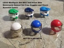 LEGO Minifigure Dirt Bike and Street Bike Motorcycle Helmet Set Goggles Visors