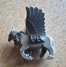 LEGO Printed Gray Pegasus Winged Horse Animal Figure with Black Wings
