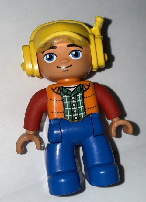 Lego Duplo Figure Helicopter Pilot w/ Orange/Blue rectangle eyes