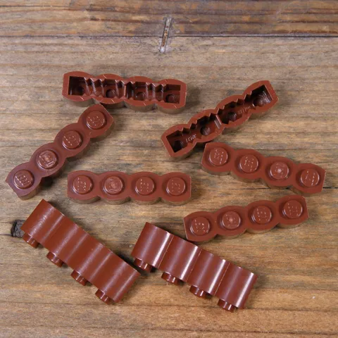 LEGO Reddish Brown Brick Modified 1 x 4 with Log Profile Part No 30137 Qty 8
