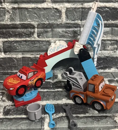 Duplo Lightning McQueen & Mater's Car Wash 10996 Missing 3 Pieces Disney GUC