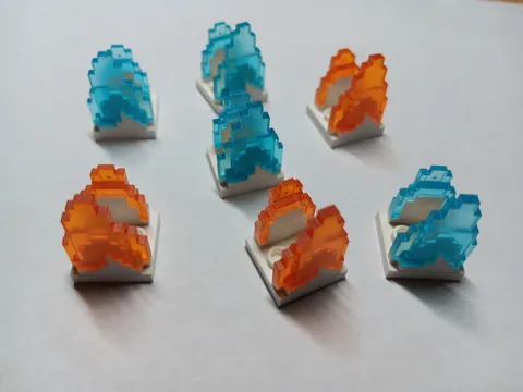 LEGO BULK LOT 7 MINECRAFT PIXELATED FIRE BASE WAVE FLAME 2X2 BLUE & ORANGE 41685