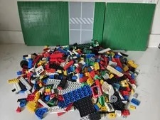 Bulk Lot LEGO Pieces 80's/90's Bricks Parts Wheels Unsorted 6 LBS Aprox W/Boards