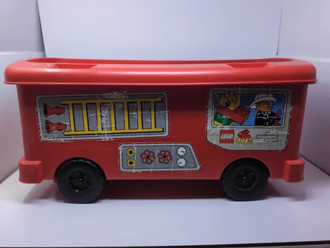 Vintage 1998 Duplo Lego Storage Container Moving Wheels FIRE TRUCK 