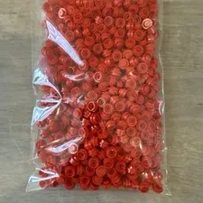 LEGO Lot Of 600 1X1 Red Genuine Round Dot Plates Bricks Dots Stud Caps