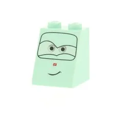 1x LEGO Dachstein 65° 2x2x2 Light Aqua Angled Printed Eyes Smile 3678bpb034
