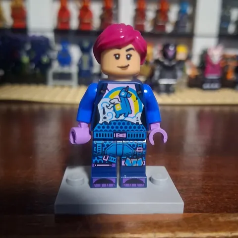 LEGO Fortnite Minifigure Pink Hair Blue Outfit Plastic Single Minifigure Figure
