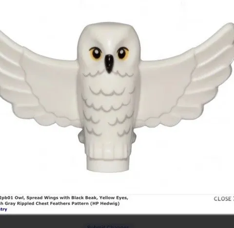 New lot 8 LEGO 67632pb01 - White Owl Wings Spread Out Harry Potter